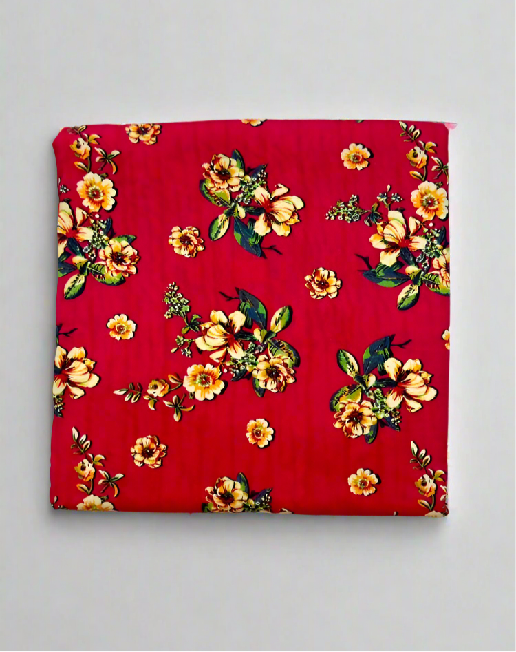 Khaadi 2-Piece Vibrant Red Floral Print Fabric Leftover
