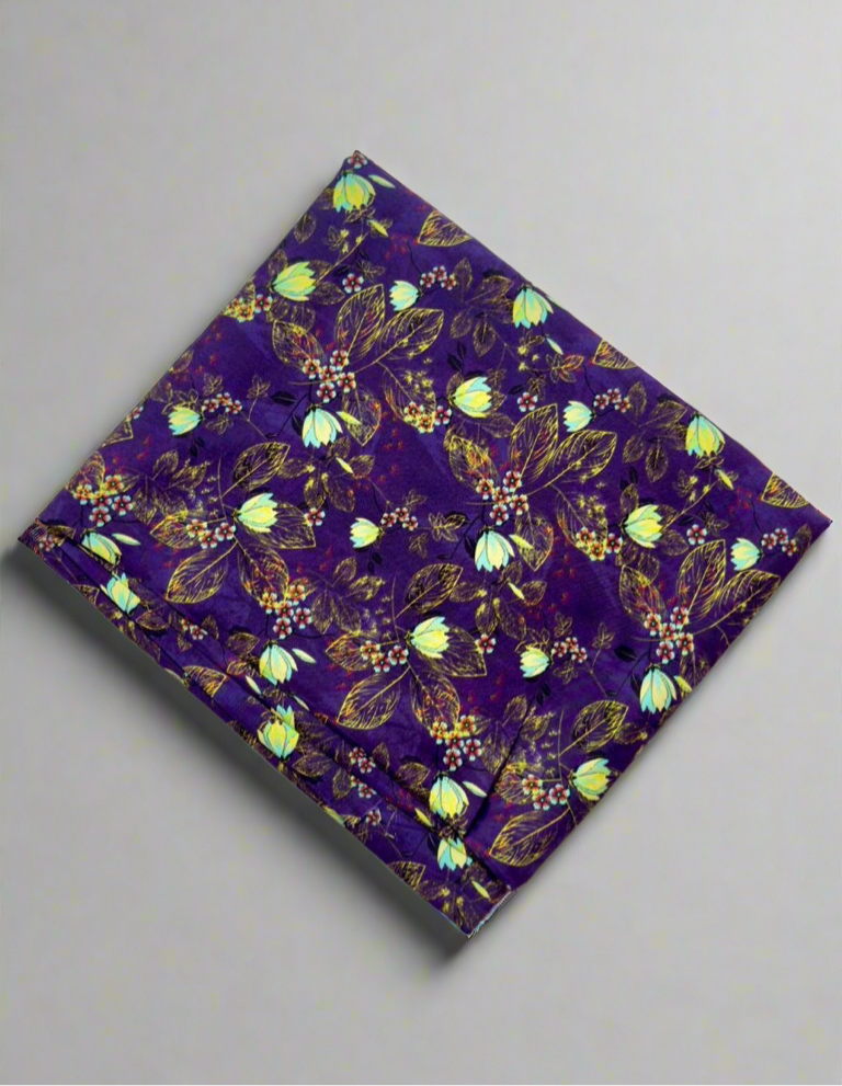 Khaadi 2-Piece Deep Purple Floral Print Fabric – Elegant Leaf Leftover