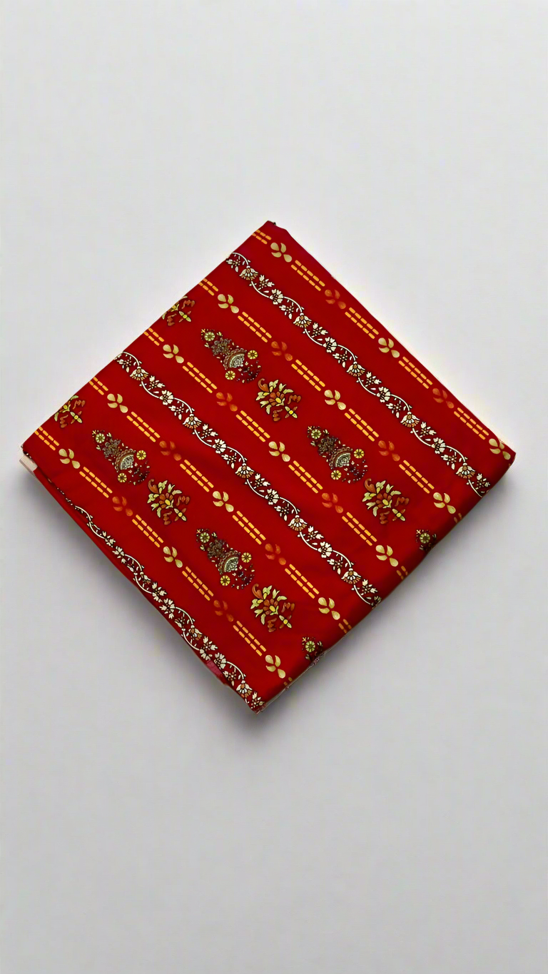 Khaadi 2-Piece Premium Linen Red Printed Fabric Leftover