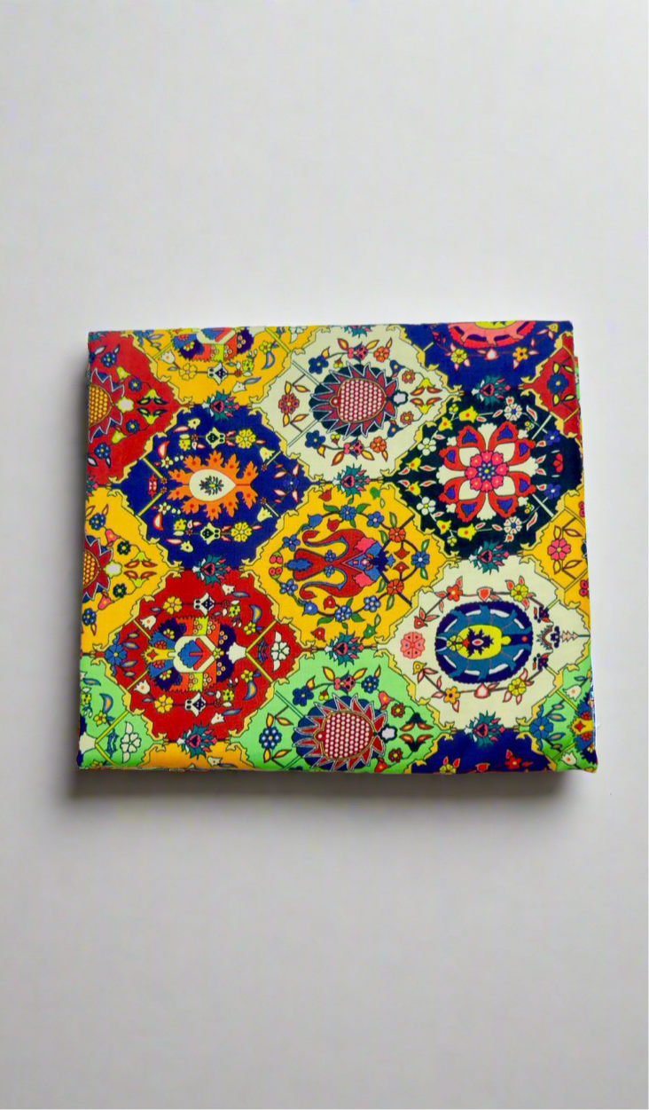 Khaadi 2-Piece Premium Linen Vibrant Geometric with Floral Motifs Leftover